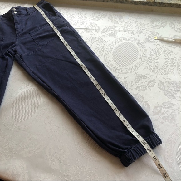 Forever 21 Navy Blue Vintage Cargo Pants Double Pocket Women’s Size L High Waist - Picture 12 of 16